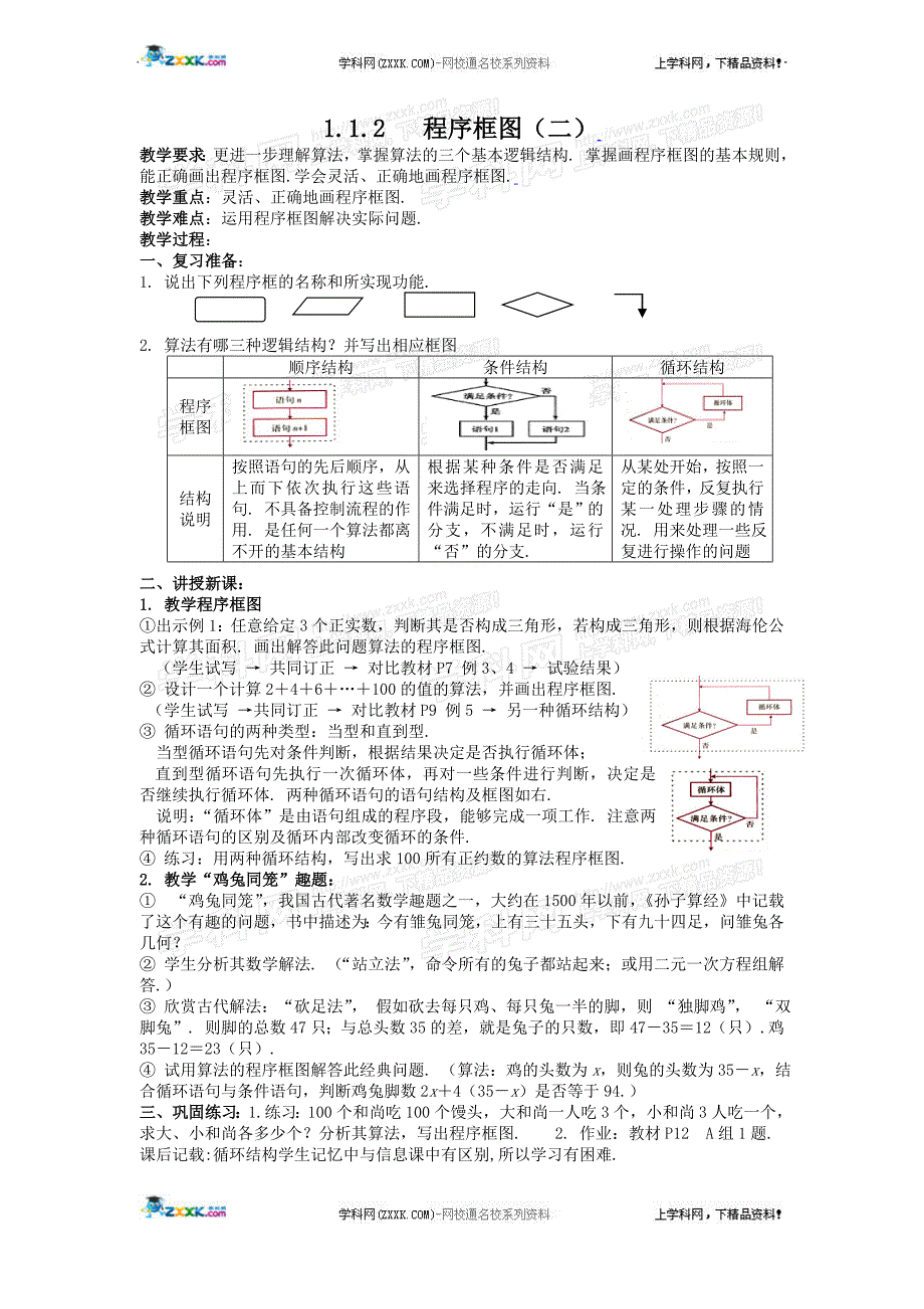 112-113程序框图与算法的基本逻辑结构(一、二)_第2页