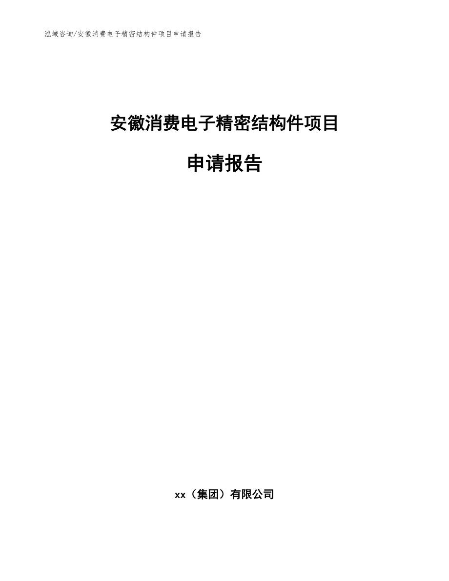 安徽消费电子精密结构件项目申请报告（范文）_第1页