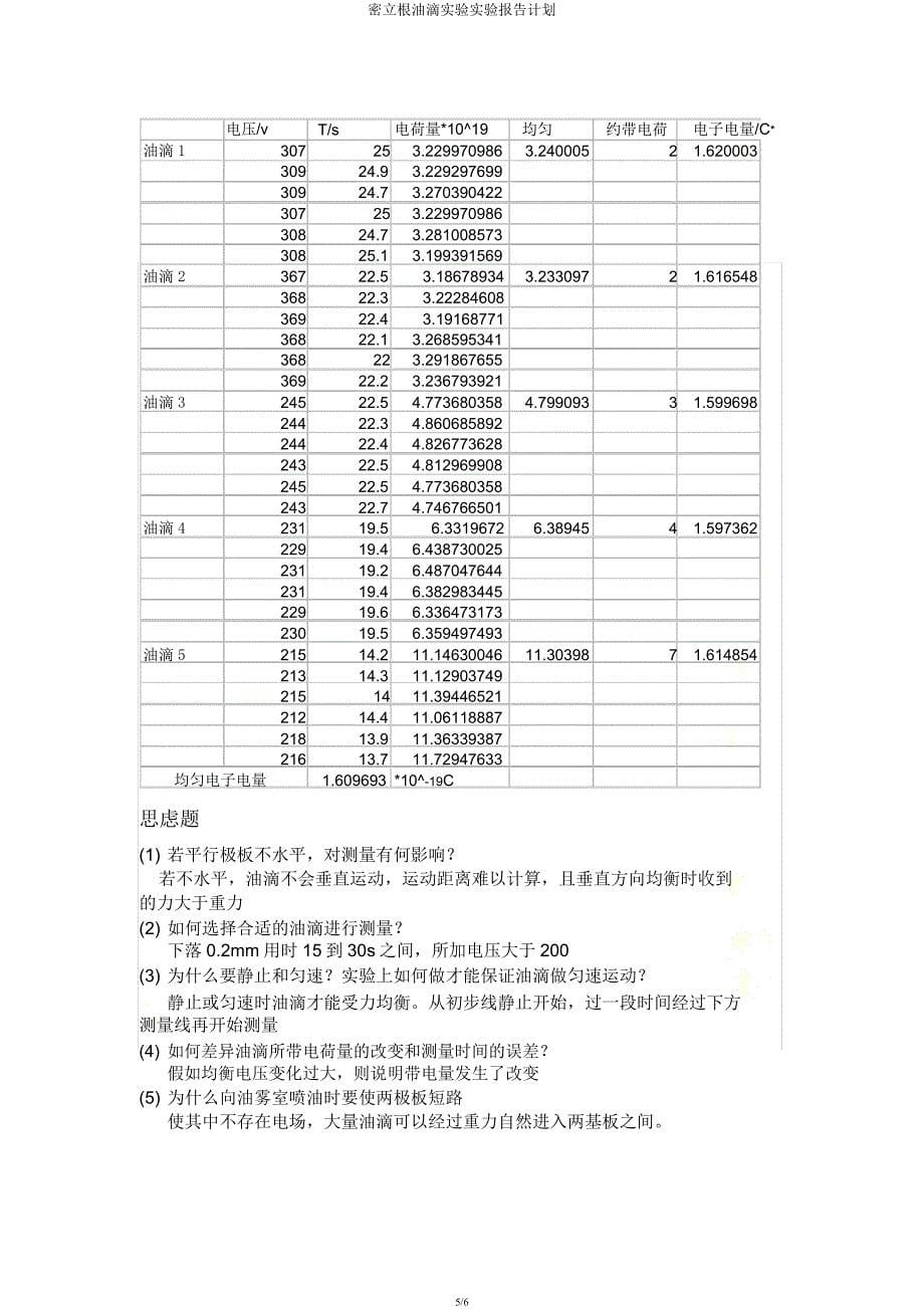 密立根油滴实验实验报告计划.docx_第5页