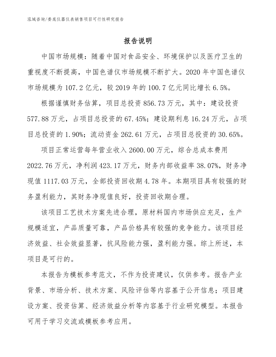 娄底仪器仪表销售项目可行性研究报告_第2页