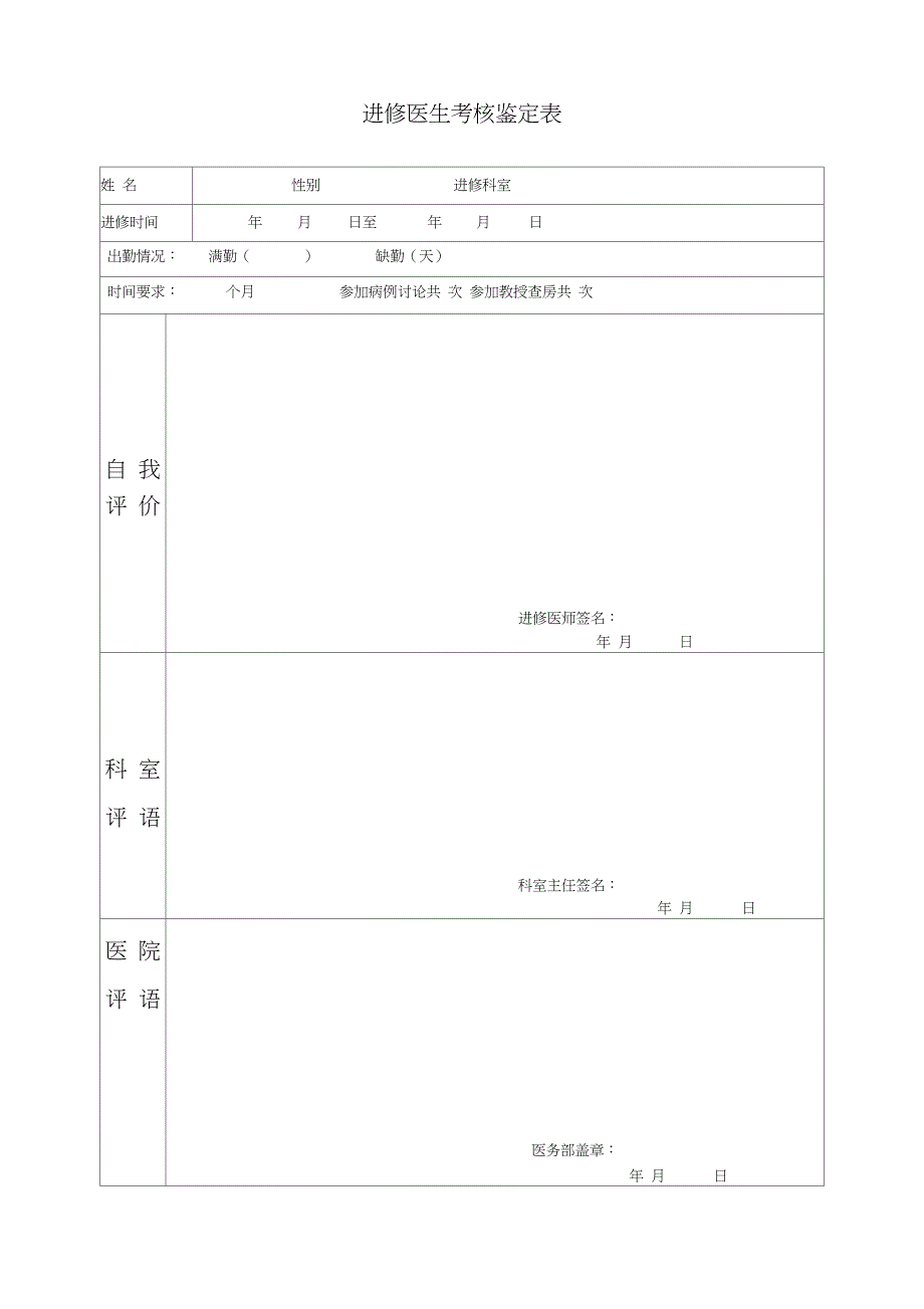 进修医师考核鉴定表_第3页