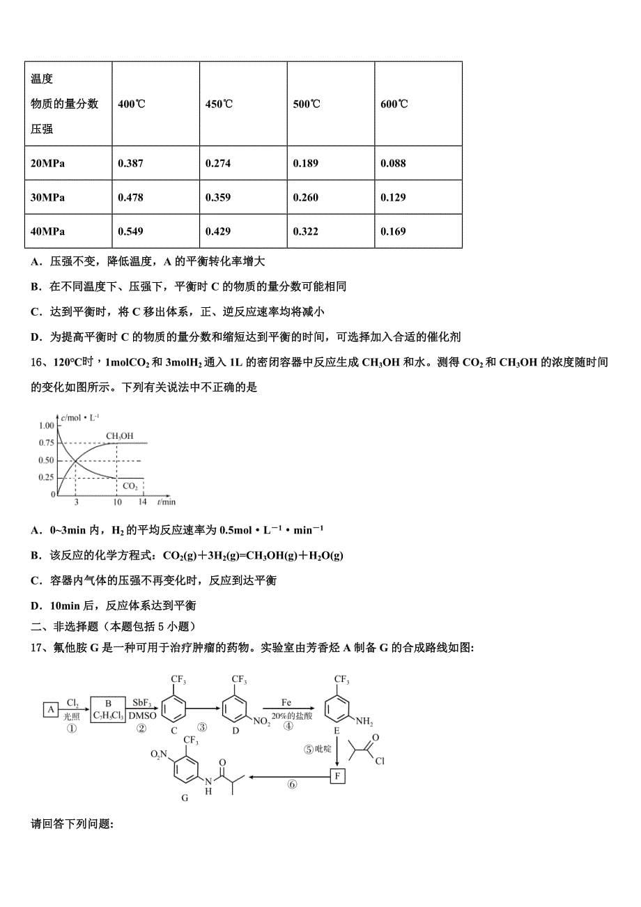 福州第三中学2023学年高三第五次模拟考试化学试卷（含答案解析）.doc_第5页