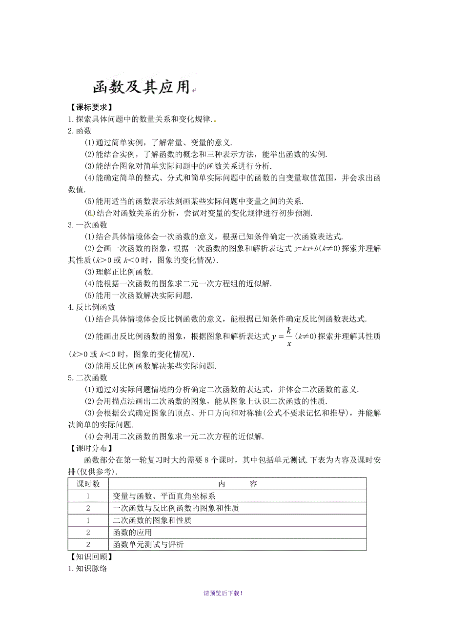 初三数学函数复习题(含答案)_第1页