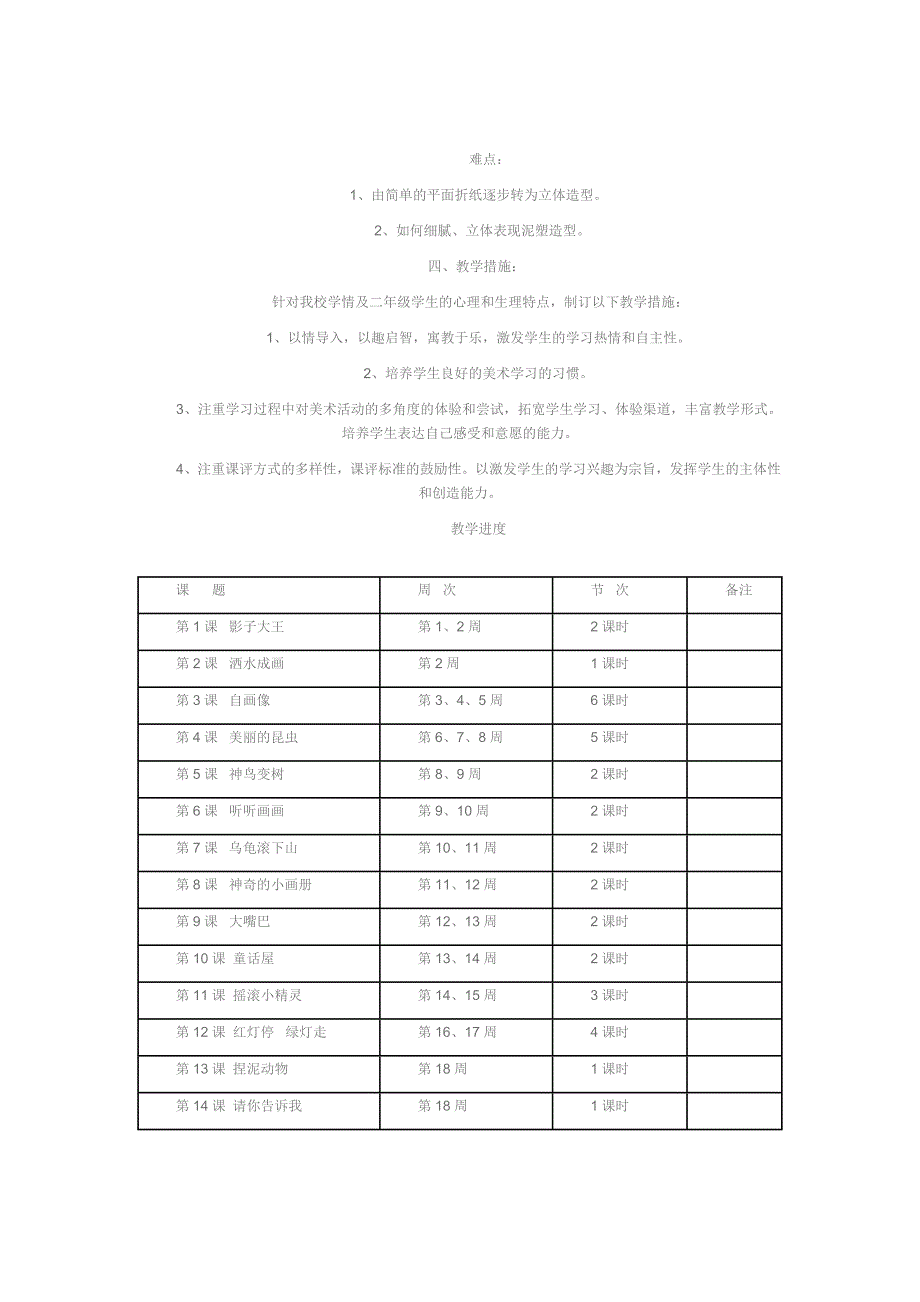 湘教版二年级上册美术教学计划_第2页