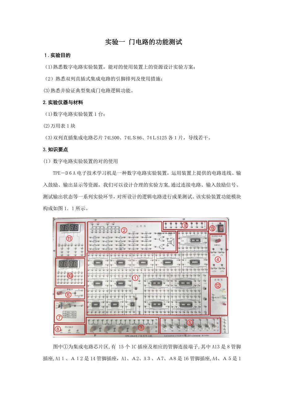 实验1--门电路的功能测试_第1页