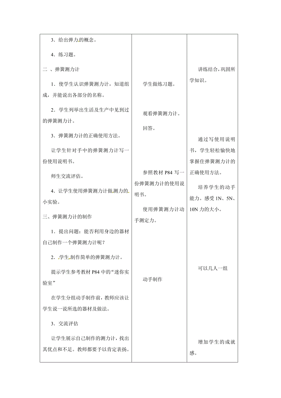 【沪科版】八年级物理上册　6.3 弹力与弹簧测力计 教案3_第2页