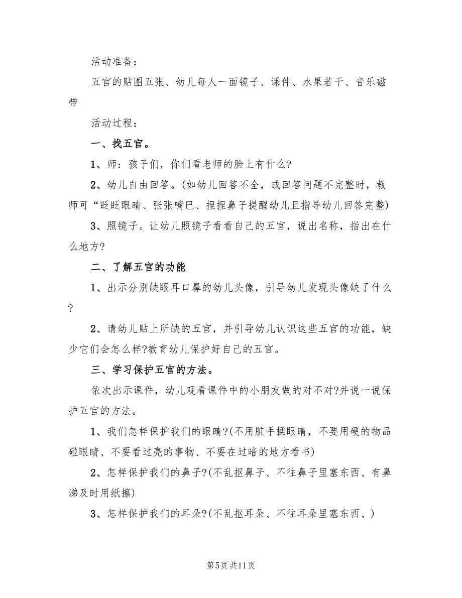 幼儿园健康领域教学方案（六篇）_第5页