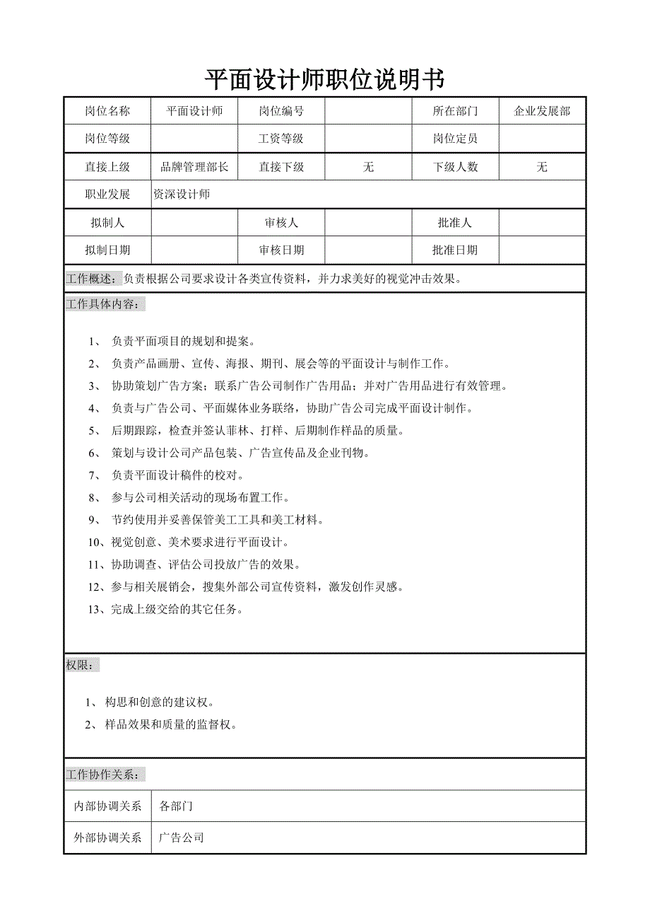 平面设计师职位说明书_第1页