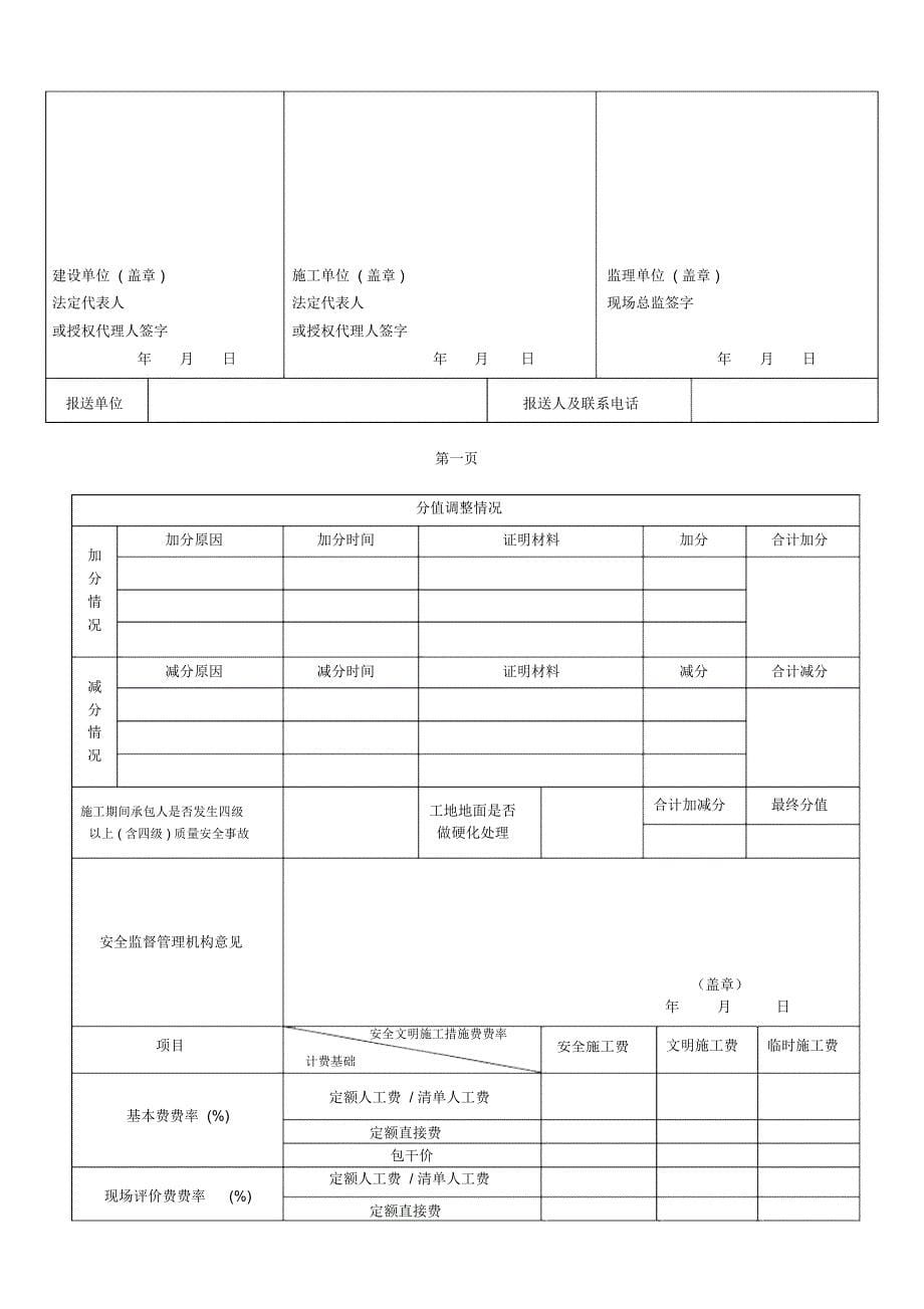 成都建设项目安全文明施工评价得分及措施费费率核定表_第5页