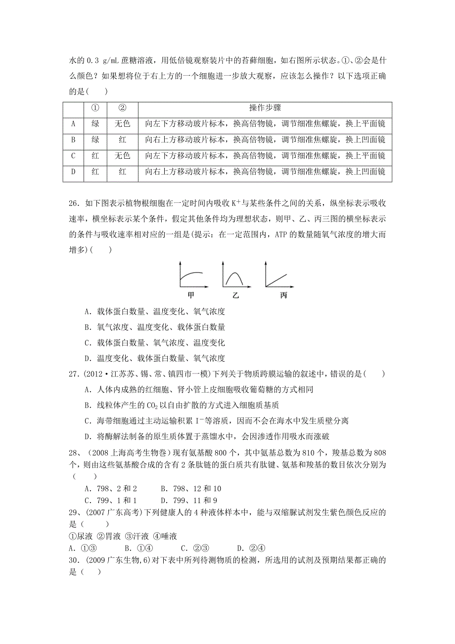 高三生物必修一前五章综合检测_第4页