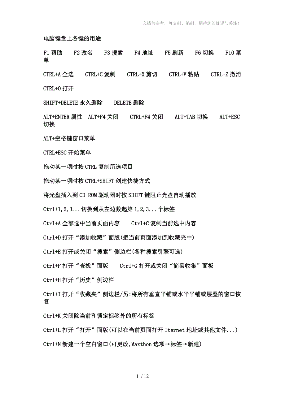 电脑程序使用中的快捷键_第1页