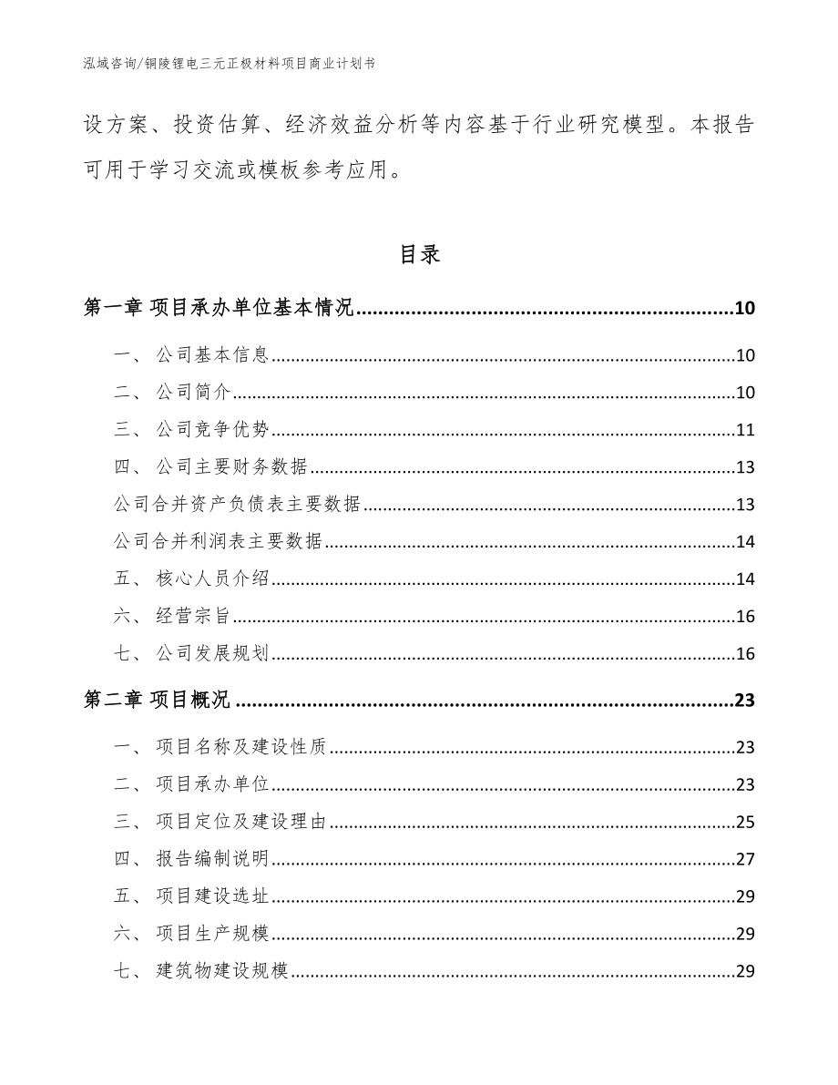 铜陵锂电三元正极材料项目商业计划书（范文模板）_第3页