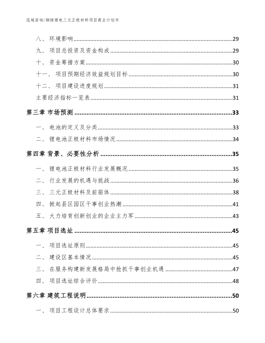 铜陵锂电三元正极材料项目商业计划书（范文模板）_第4页