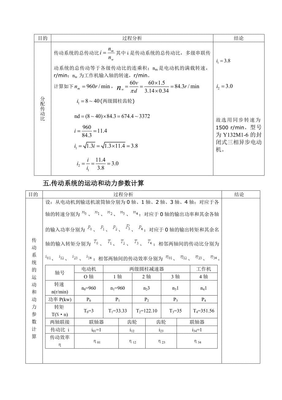 机械设计课程设计-设计一个带式输送机使用的V带传动或链传动及直齿圆柱齿轮减速器_第5页