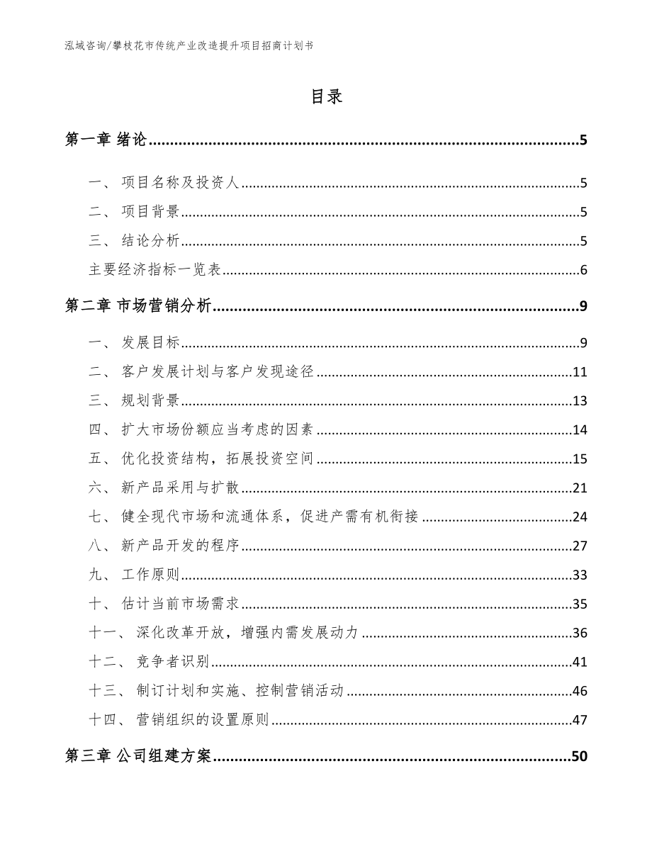 攀枝花市传统产业改造提升项目招商计划书_第1页