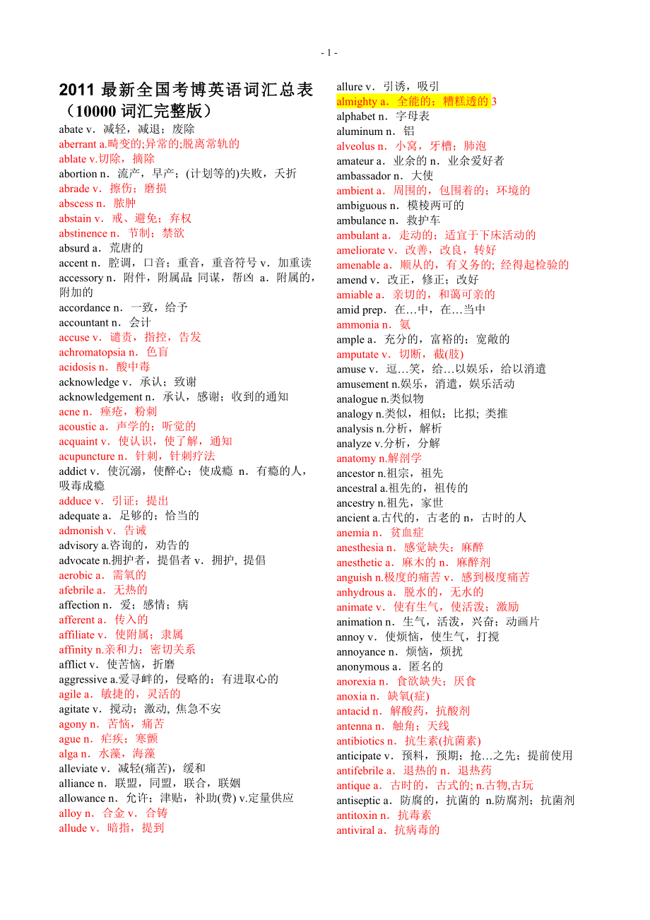 2011年考博英语词汇.doc_第1页