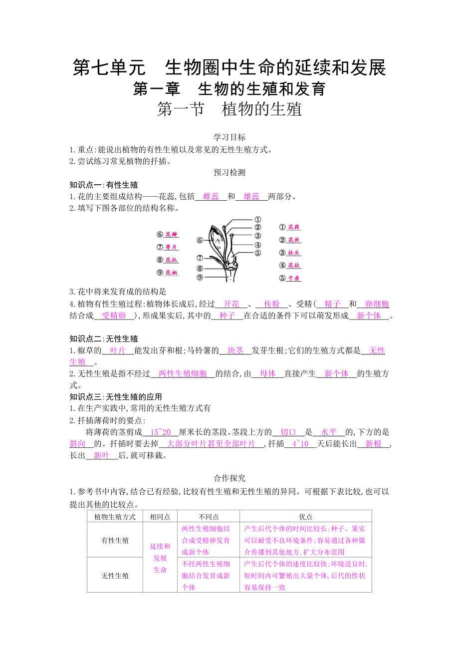 八年级下1.1《植物的生殖》导学案_第1页