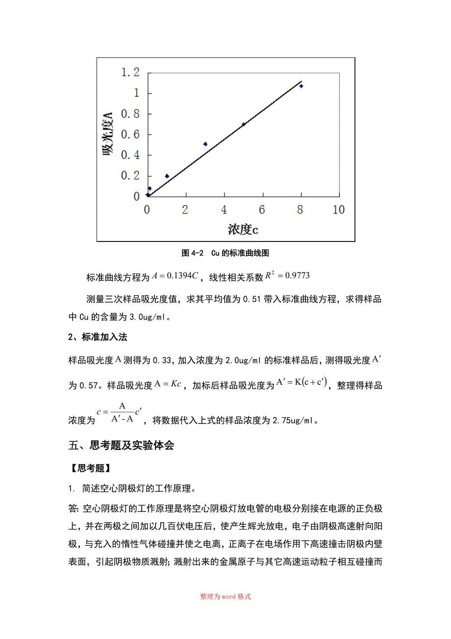 原子吸收光度法实验报告Word版_第5页