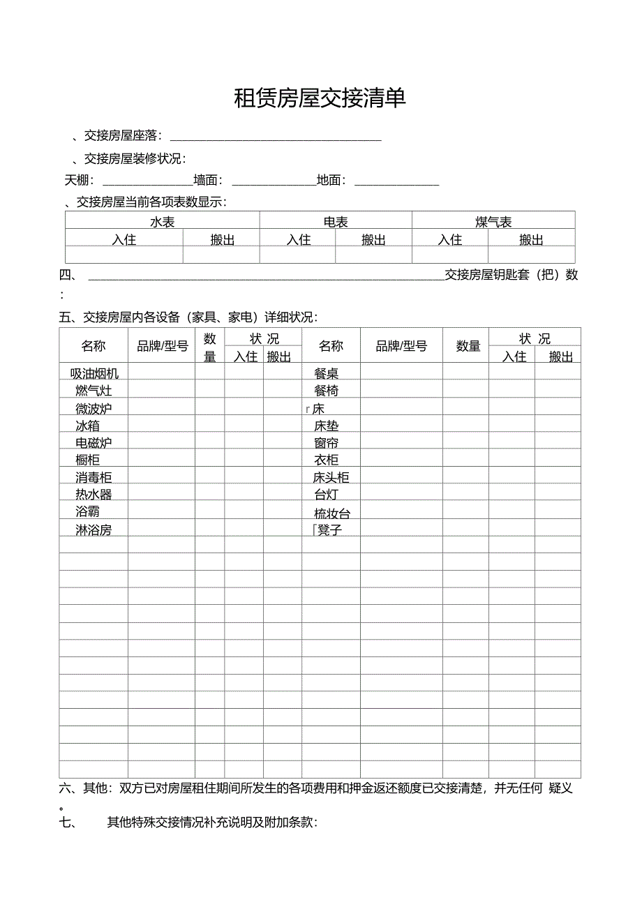 租赁房屋交接清单_第1页