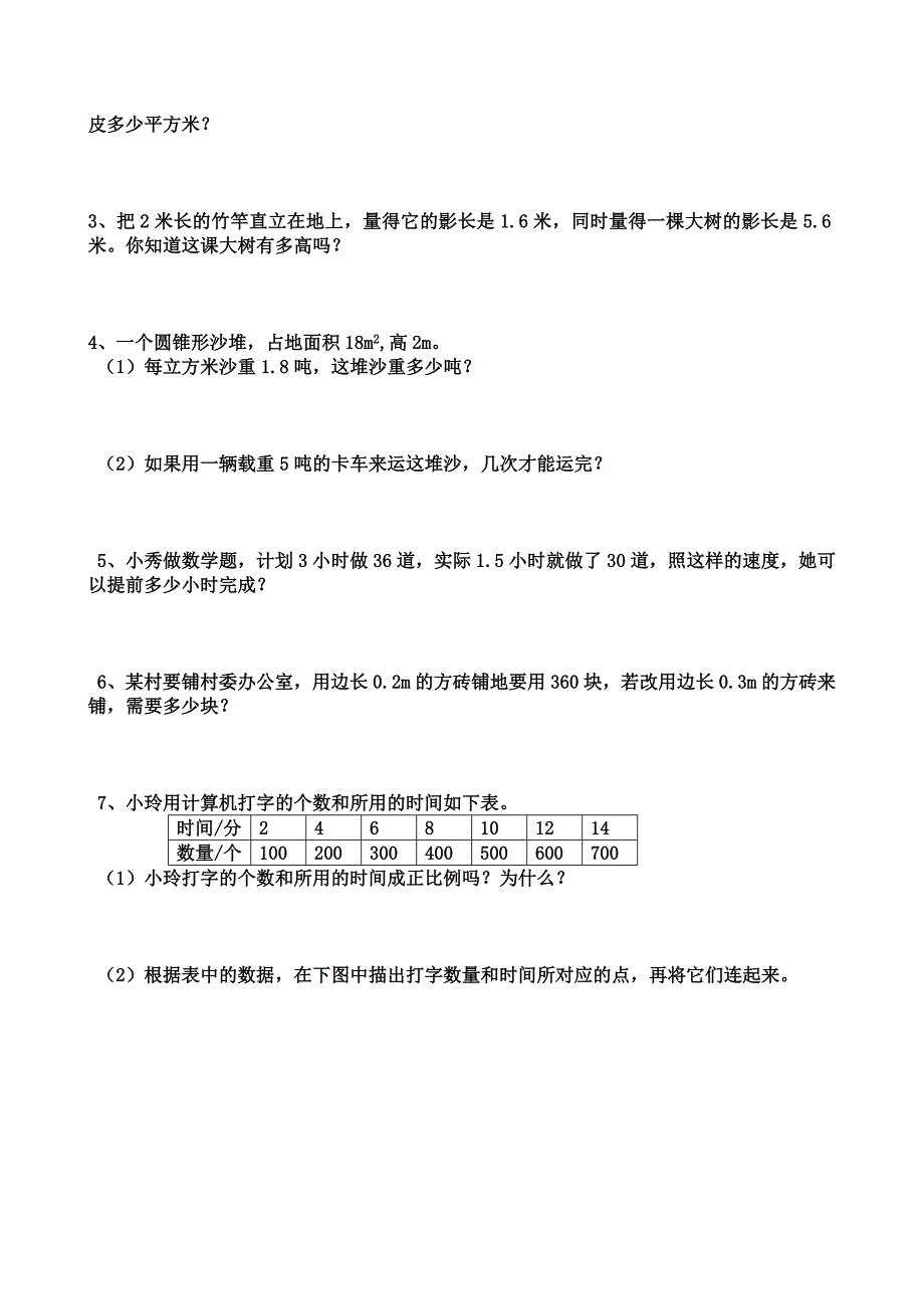 2012-2013学年度人教版六年级数学下册半期试卷_第4页