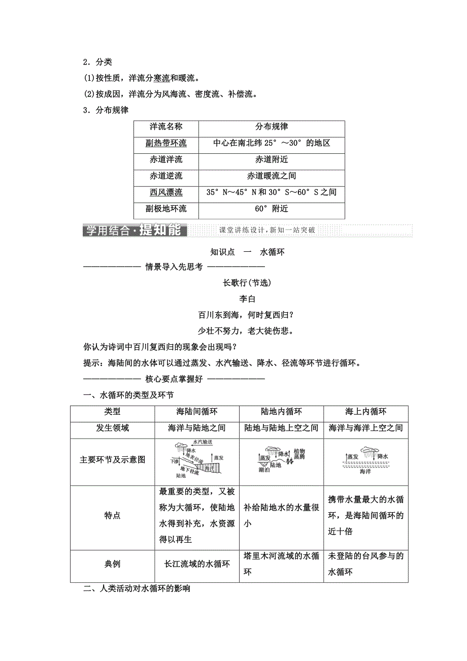 精编高中地理湘教版浙江专版必修1讲义：第二章 第四节 水循环和洋流 Word版含答案_第2页