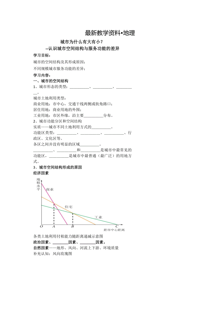 【最新】北京市第四中学高考地理人教版总复习专题学案 城市为什么有大有小？_第1页