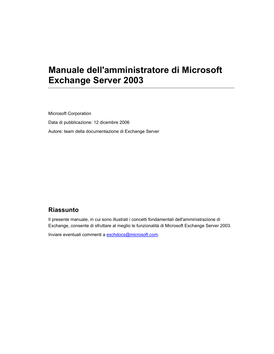 Manuale dell′amministratore di Microsoft Exchange Server 2003_第1页