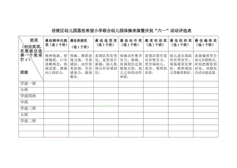 幼儿园体操表演评分表.doc_第2页