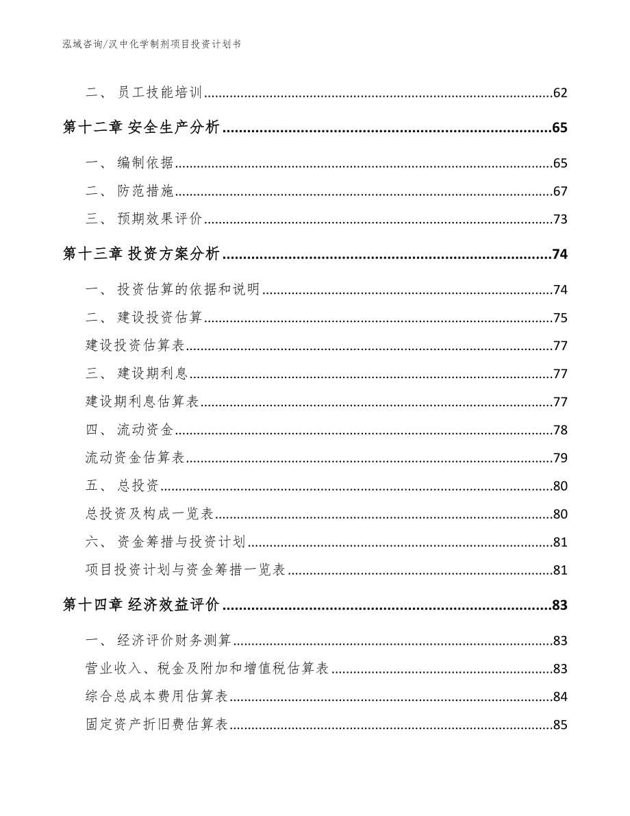 汉中化学制剂项目投资计划书_第5页