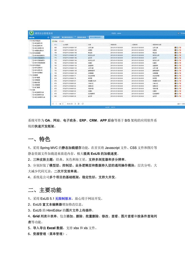 通用后台管理系统(extjs 5.1 + hibernate 4.1.7 + spring mvc 3.2.8).doc