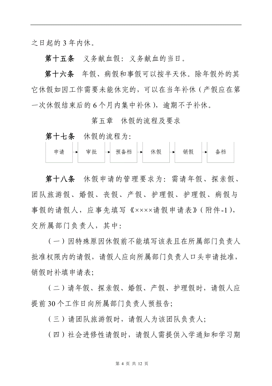 企业员工考勤管理规程范本_第4页