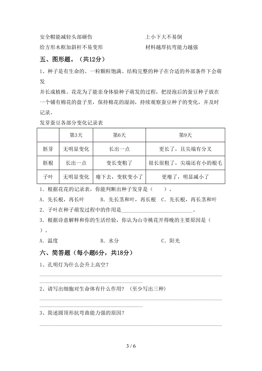 2022年教科版六年级科学上册期中试卷(审定版).doc_第3页