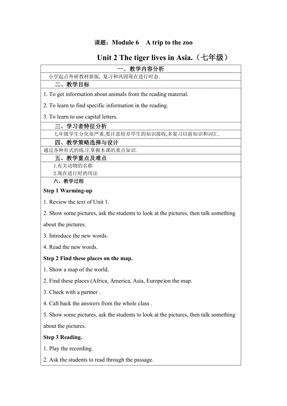 课题：Module6Atriptothezoo七上精品教育_第1页