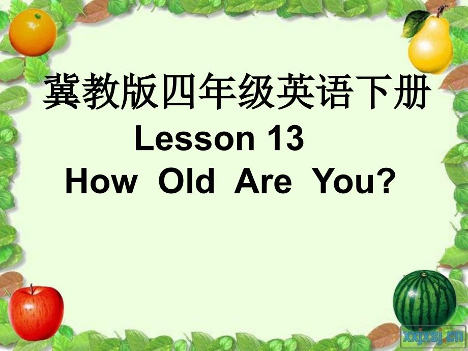 新冀教版三年级起点四年级英语下册Unit3AllaboutMeLesson13HowOldAreYou.课件22_第1页