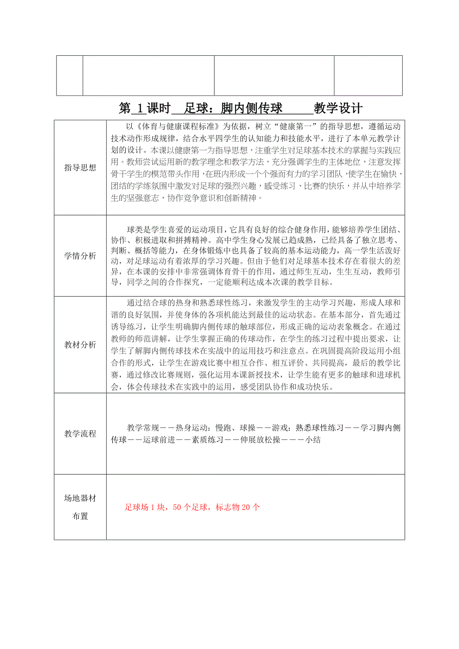 脚内侧传球教学单元课时计划(1)_第2页