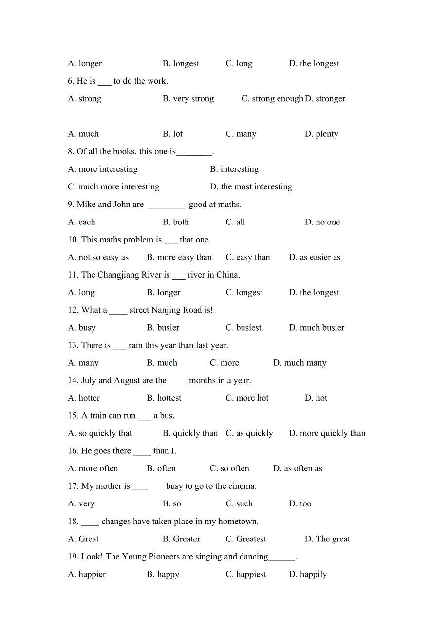 九年级英语形容词和副词复习专项练习.docx_第3页