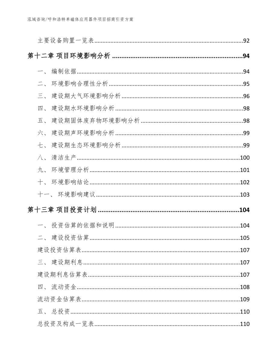 呼和浩特单磁体应用器件项目招商引资方案（范文模板）_第5页