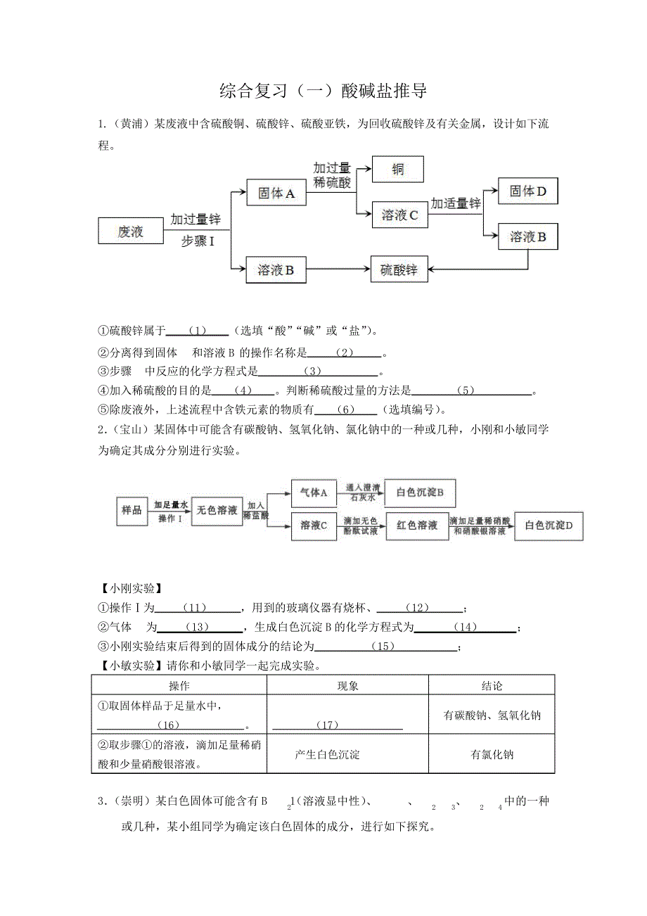 周浦万达圣杰教育,初三化学专题训练酸碱推导56807_第1页