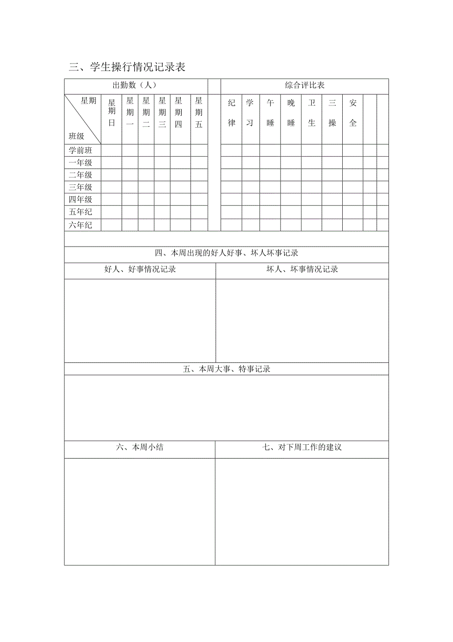 小学值周记录表_第2页