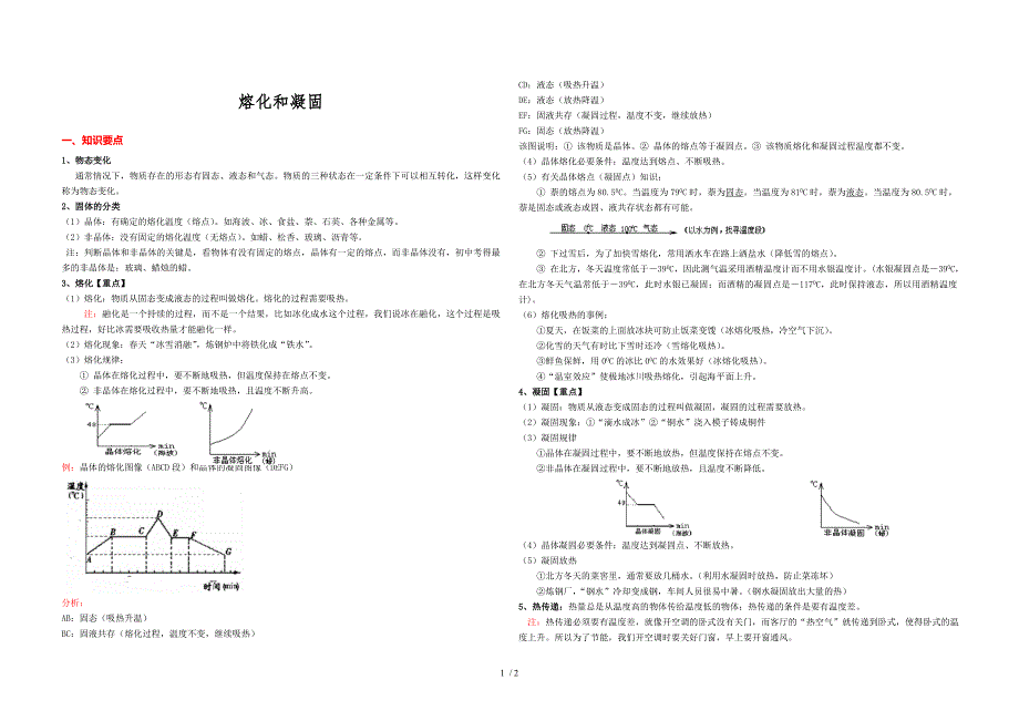 熔化和凝固知识点总结_第1页