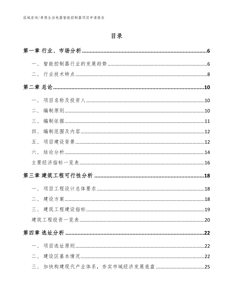 孝感生活电器智能控制器项目申请报告范文模板_第1页