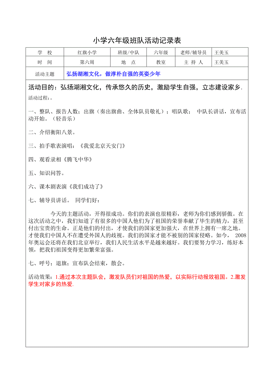 (完整)六年级队会活动记录表一.doc_第3页