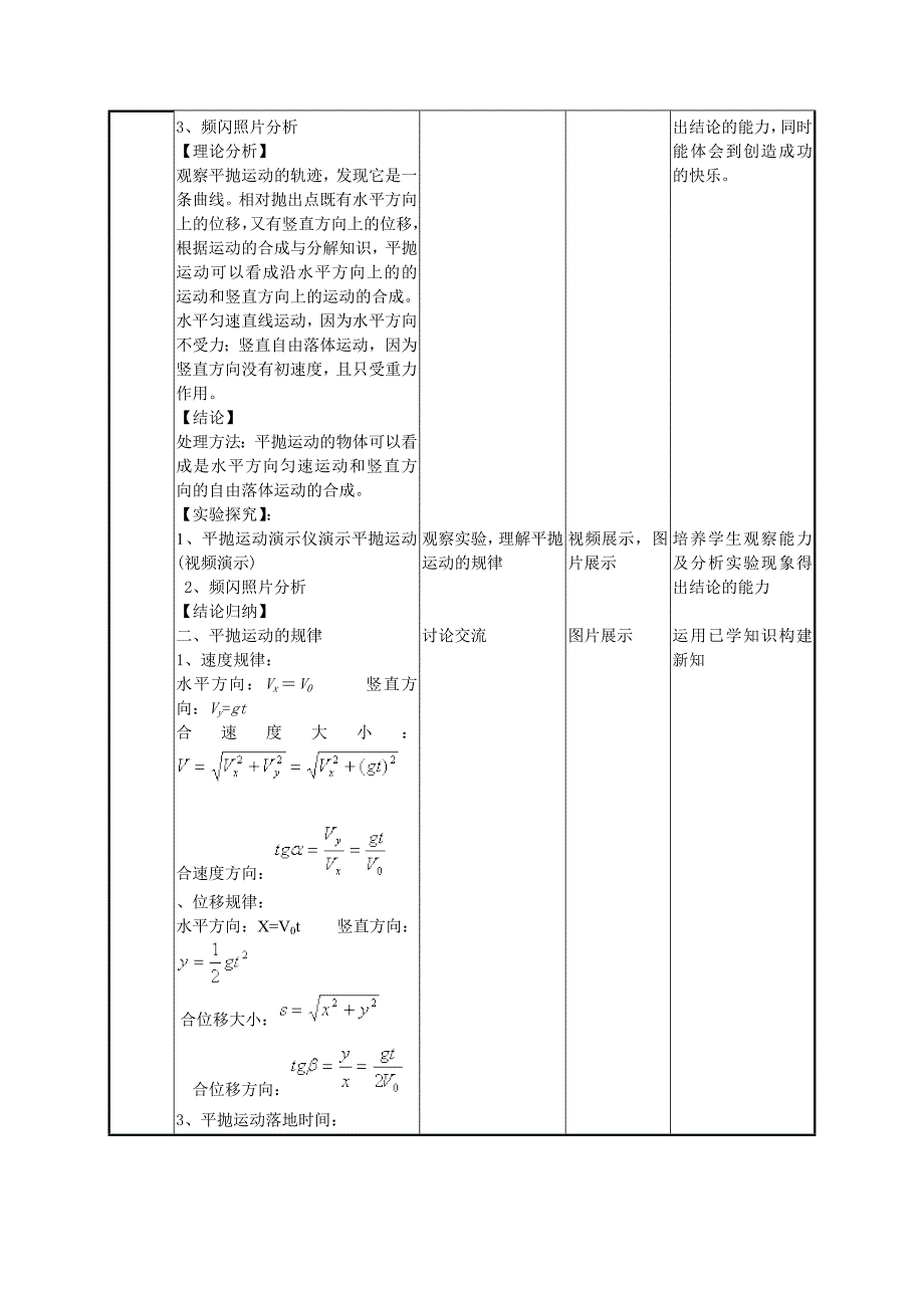 平抛运动教学设计(教育精品)_第4页