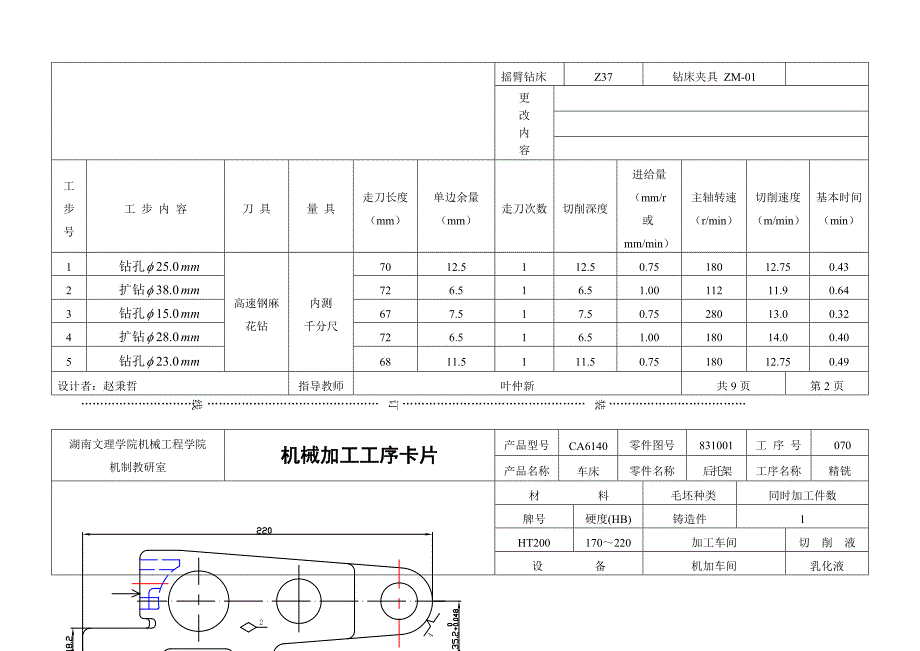 车床后托架工艺及工艺装备设计工序卡(毕业设计)_第3页