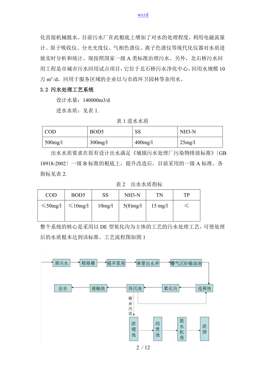 西安北石桥污水处理厂实习报告材料_第2页