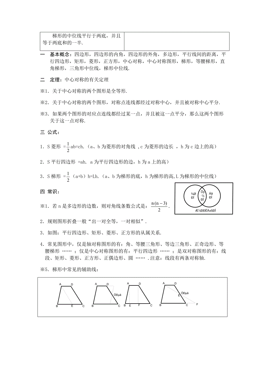 人教版 小学8年级 数学上册 四边形知识点总结大全_第4页