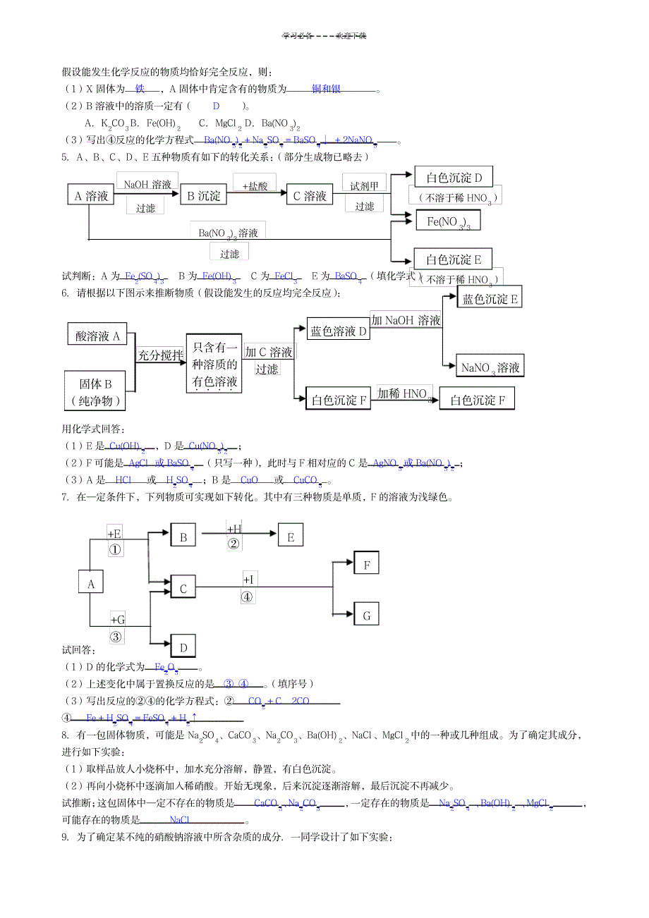 2023年初中化学物质推断题的题型及解题技巧_第4页