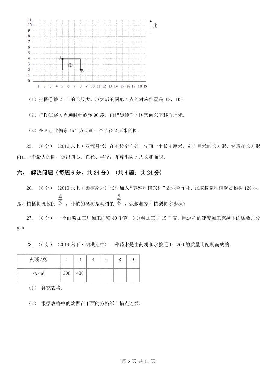 内蒙古乌海市2021版小学数学六年级期末测试卷B卷_第5页