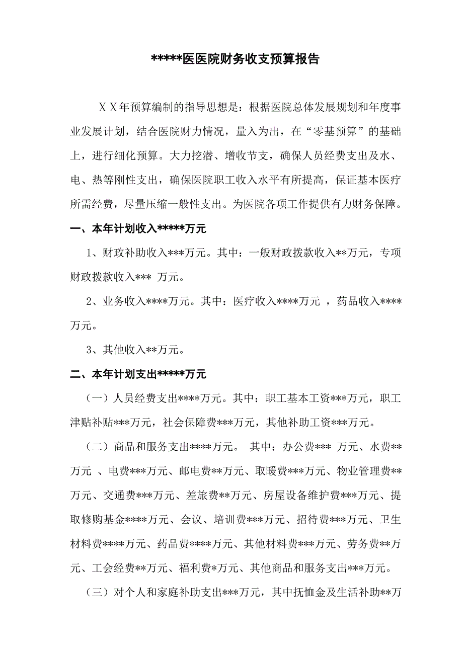 医院财务收支预算报告_第1页