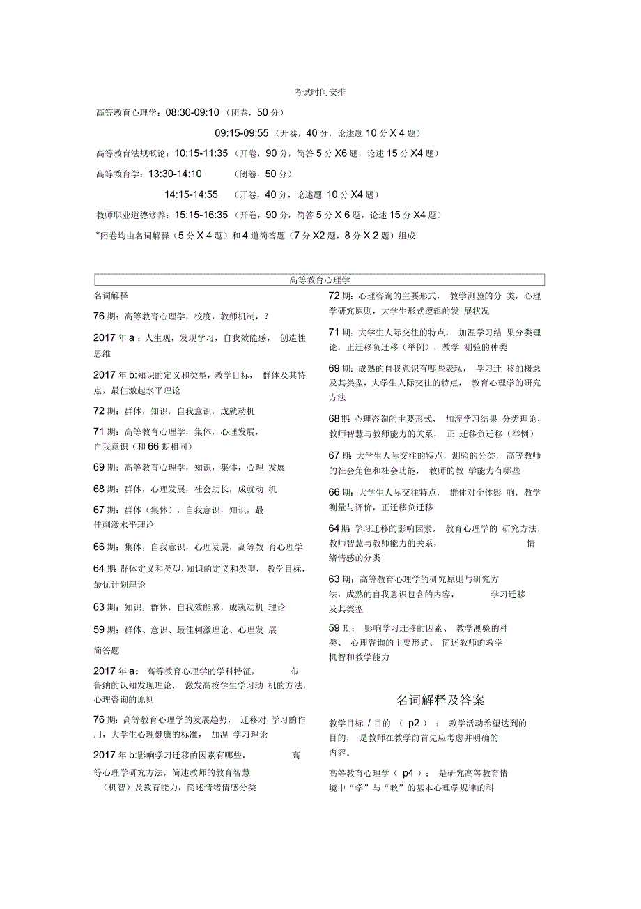 高校教师岗前培训原题及复习资料_第1页